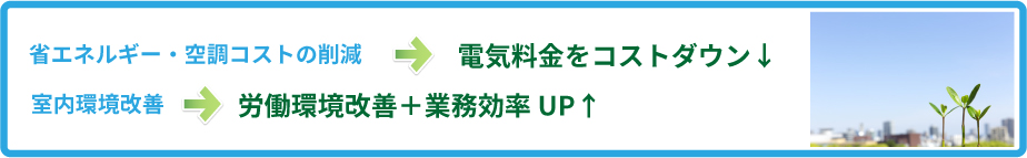 室内環境がよくなることで、夏場の労働環境が改善され仕事の効率もUP!